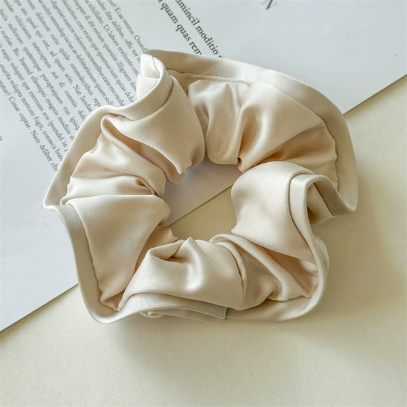 Hair Ring Fabric Handmade French Retro Style With Large Intestine Shape And Fringed Flower Bud Design