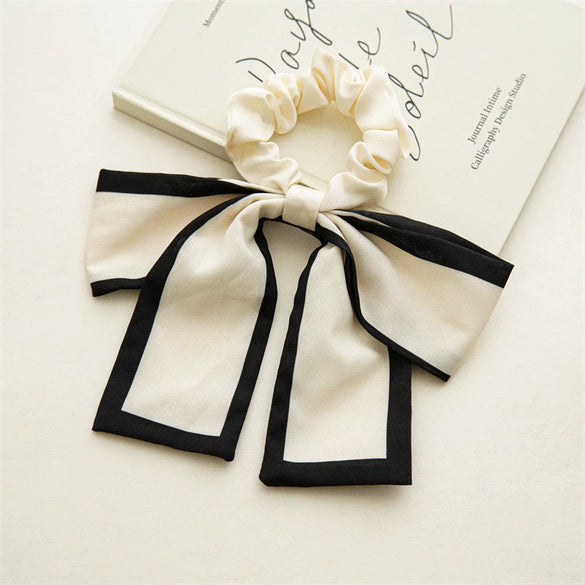 Hair Ring Fabric Handmade Simple Style Black And White Large Bow For Female
