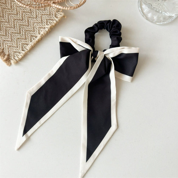 Hair Ring Fabric Handmade Simple Style Black And White Large Bow For Female