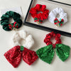 Hair Ring Hair Accessories Christmas Bell Bow Bowknot Sequins Handmade Fabric High Elasticity