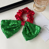 Hair Ring Hair Accessories Christmas Bell Bow Bowknot Sequins Handmade Fabric High Elasticity