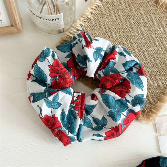 Hair Ring Hair Rope Hair Strap Cloth Rose Print Handmade