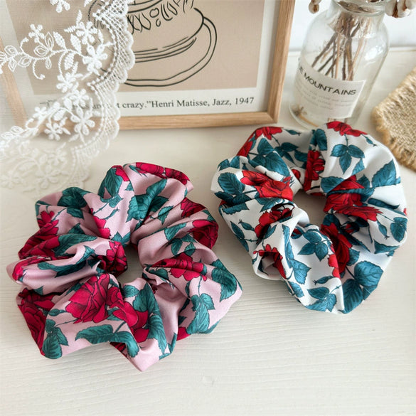 Hair Ring Hair Rope Hair Strap Cloth Rose Print Handmade