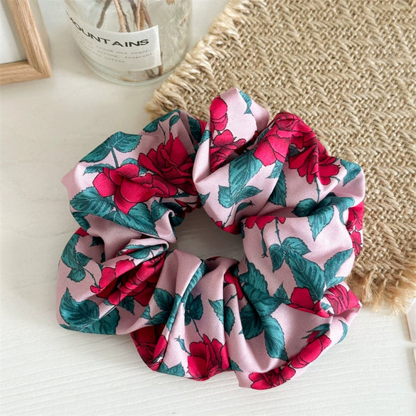Hair Ring Hair Rope Hair Strap Cloth Rose Print Handmade