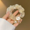 Hair Ring Hair Rope Headdress Mixed Material Geometric Handmade Pearl Hollow Water Drill High Elastic