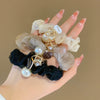 Hair Ring Hair Rope Headdress Mixed Material Geometric Handmade Pearl Hollow Water Drill High Elastic
