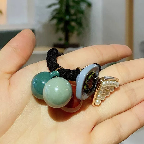 Hair Ring Hair Rope Pearl Round Ball Geometric Handmade