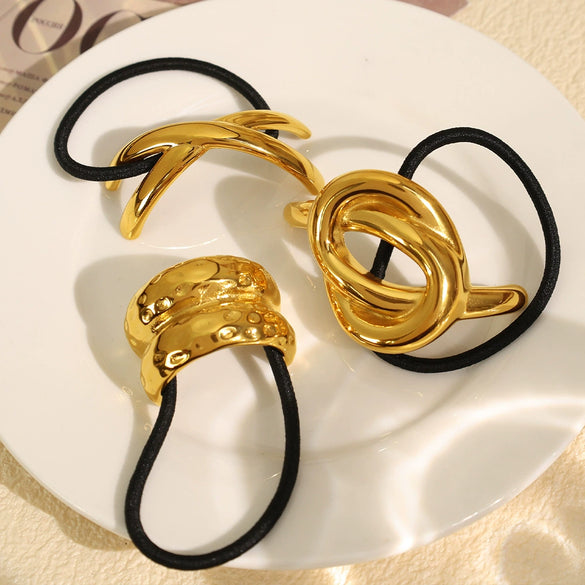 Hair Ring Hair Strap Head Rope 316L Stainless Steel Geometric Fashion Electroplated