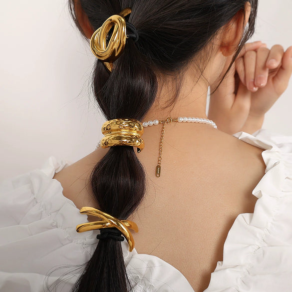 Hair Ring Hair Strap Head Rope 316L Stainless Steel Geometric Fashion Electroplated