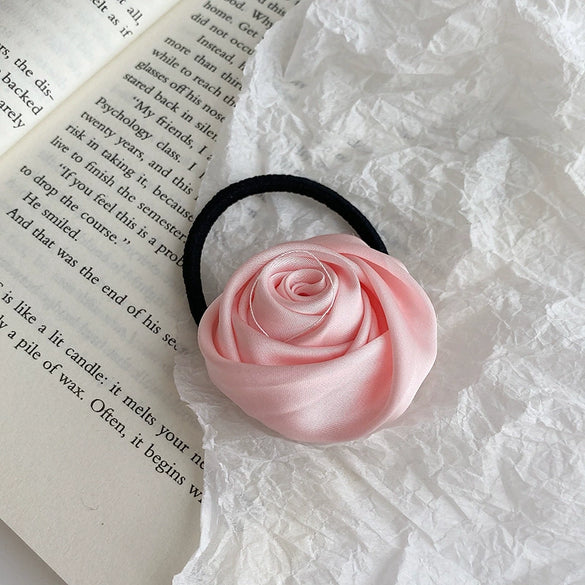 Hair Ring Headwear Satin Cloth Handmade French Sweet Style Rose Design