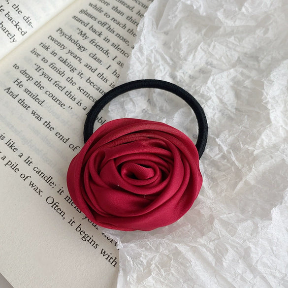 Hair Ring Headwear Satin Cloth Handmade French Sweet Style Rose Design