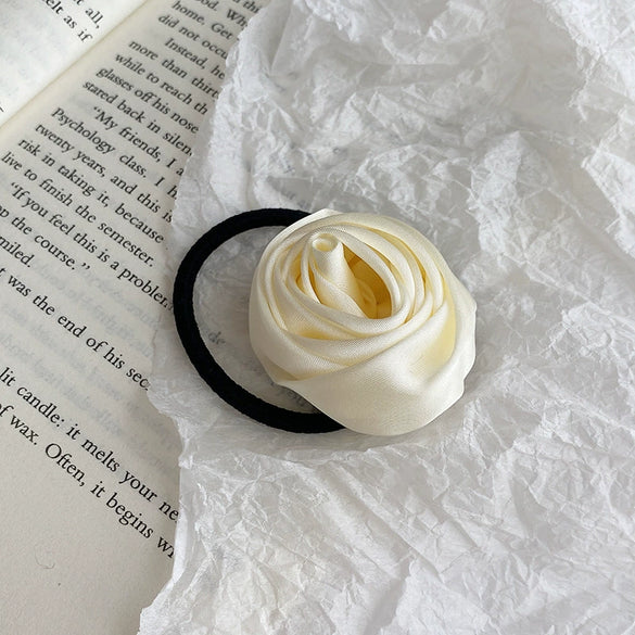Hair Ring Headwear Satin Cloth Handmade French Sweet Style Rose Design