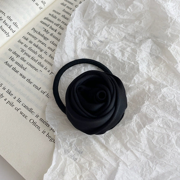 Hair Ring Headwear Satin Cloth Handmade French Sweet Style Rose Design
