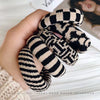Hair Ring Nylon Bold Style Black And White Chess Pattern Knitting