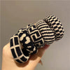 Hair Ring Nylon Bold Style Black And White Chess Pattern Knitting