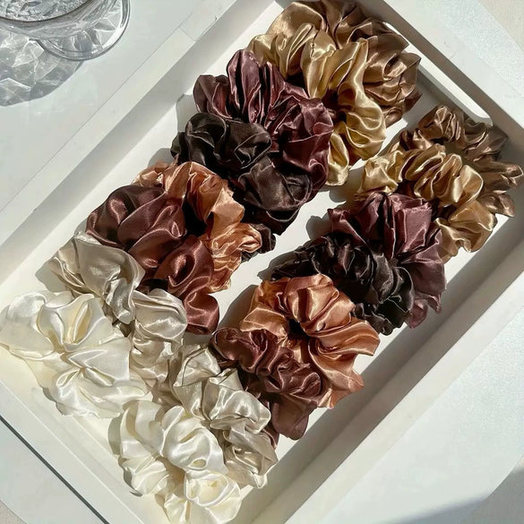 Hair Ring Set Fabric Solid Color Handmade High Elasticity Geometric For Women