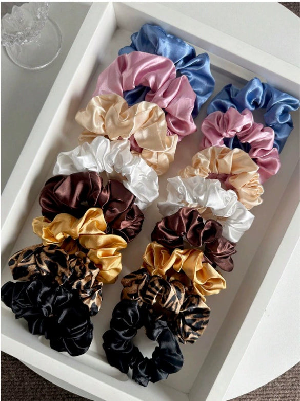 Hair Ring Set Fabric Solid Color Handmade High Elasticity Geometric For Women