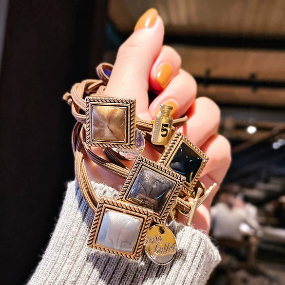 Hair Rope Dualpurpose Hair Ring Cloth Leather Tendon Handmade Retro Style