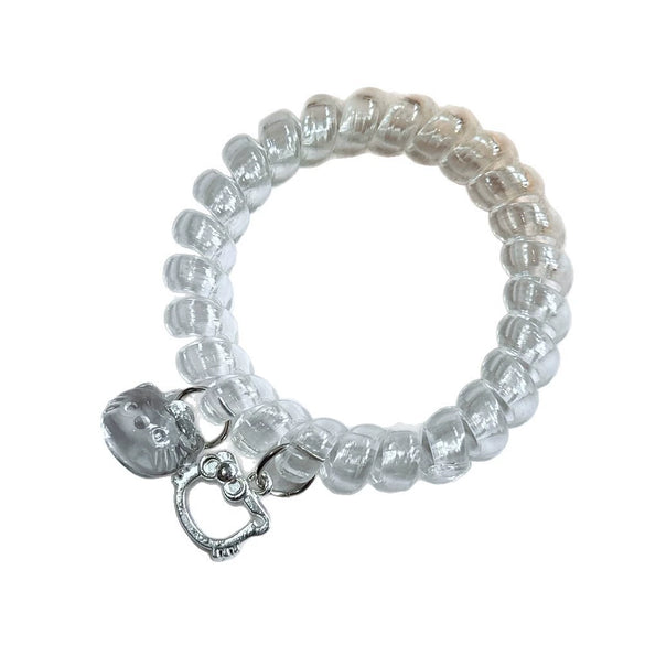 Hair Rope Hair Accessories Handmade Mixed Materials Summer New Ice Transparent White Cat Style High Elasticity