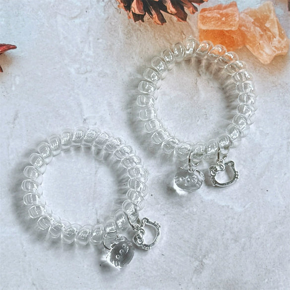 Hair Rope Hair Accessories Handmade Mixed Materials Summer New Ice Transparent White Cat Style High Elasticity