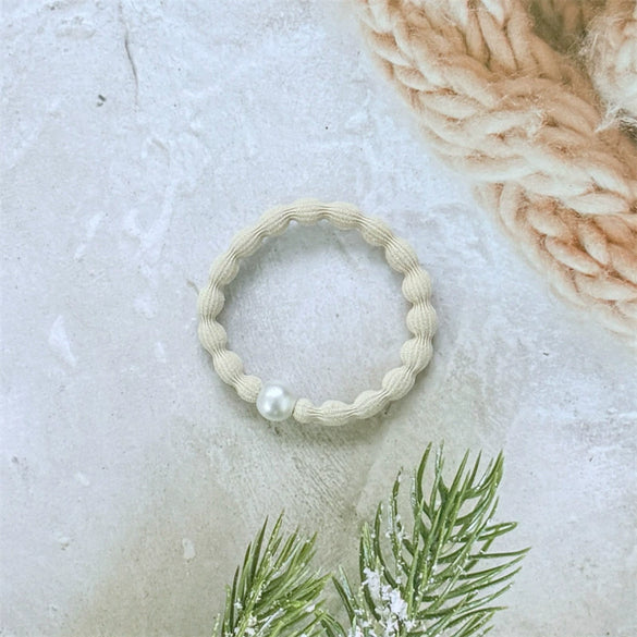 Hair Rope Headwear For Female Pearl Bean Style Mixed Materials Handmade