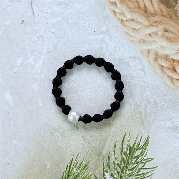 Hair Rope Headwear For Female Pearl Bean Style Mixed Materials Handmade