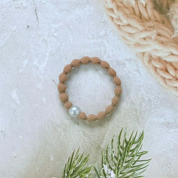 Hair Rope Headwear For Female Pearl Bean Style Mixed Materials Handmade