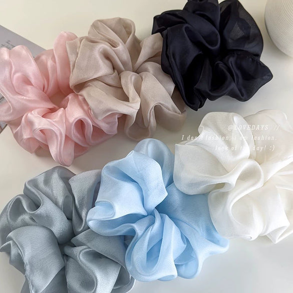 Hair Rope Oversized Mesh Knitted Geometric Style Organza Rubber Tendon