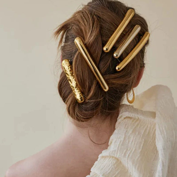 Hair Rope Stainless Steel Geometric Arc Hammer Pattern Electroplated Women's Fashion Hair Accessories