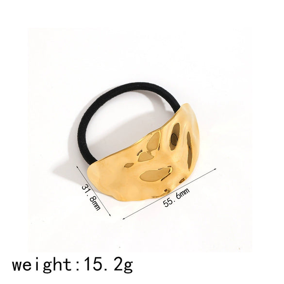 Hair Rope Stainless Steel Geometric Arc Hammer Pattern Electroplated Women's Fashion Hair Accessories