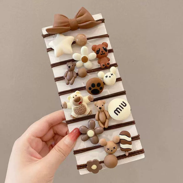 Hair Rope Wool High Elasticity Handmade Cartoon Letters Numbers Text Bow