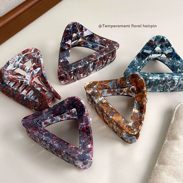 Hair Shark Clip Pc Material Geometric Style Handmade Triangle Hollow Design