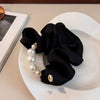 Hair Strap Rubber Fabric Handmade High Elasticity Natural Style Pearl Large Intestine Hair Ring
