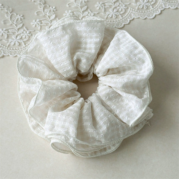 Hair Tie Fabric Handmade Floral Edge Scrunchie For Women