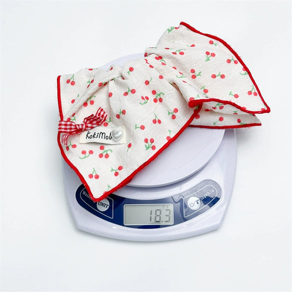 Hair Tie Fabric Sweet Cherry Bow Handmade High Elasticity