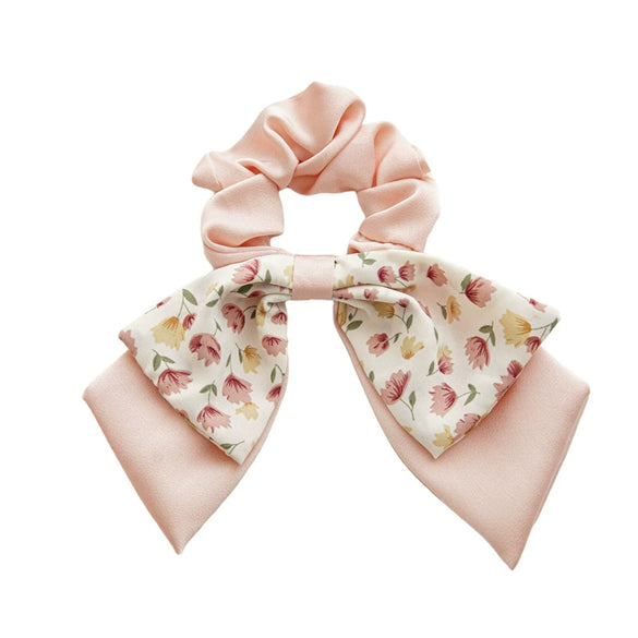 Hair Tie Floral Doublelayered Bow Fabric Sweet High Elasticity Seiko For Women