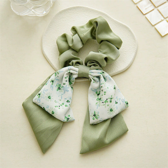 Hair Tie Floral Doublelayered Bow Fabric Sweet High Elasticity Seiko For Women