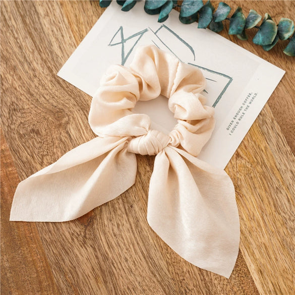 Hair Tie Headband Headdress Cloth Simple Solid Color Knotted Rabbit Ears Tassels Seiko