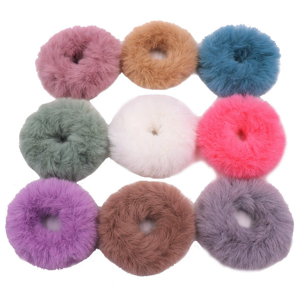 Hair Tie Headwear Imitation Rabbit Hair Solid Color Plush Fur Ball Handmade