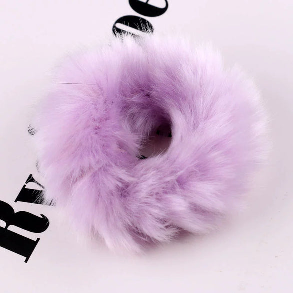Hair Tie Headwear Imitation Rabbit Hair Solid Color Plush Fur Ball Handmade