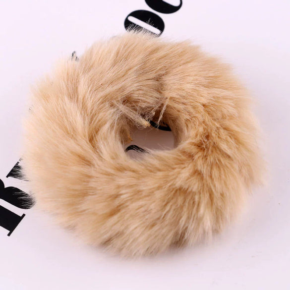 Hair Tie Headwear Imitation Rabbit Hair Solid Color Plush Fur Ball Handmade