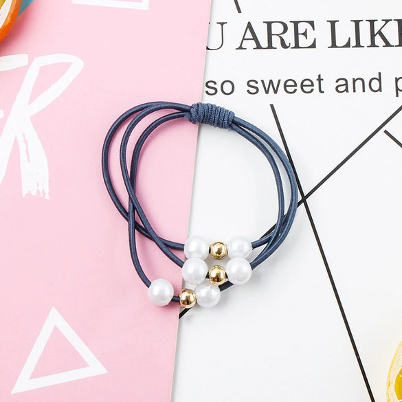 Hair Tie Pearl Hairband Elastic Band Mixed Material Handmade Simple Hair Accessory For Women