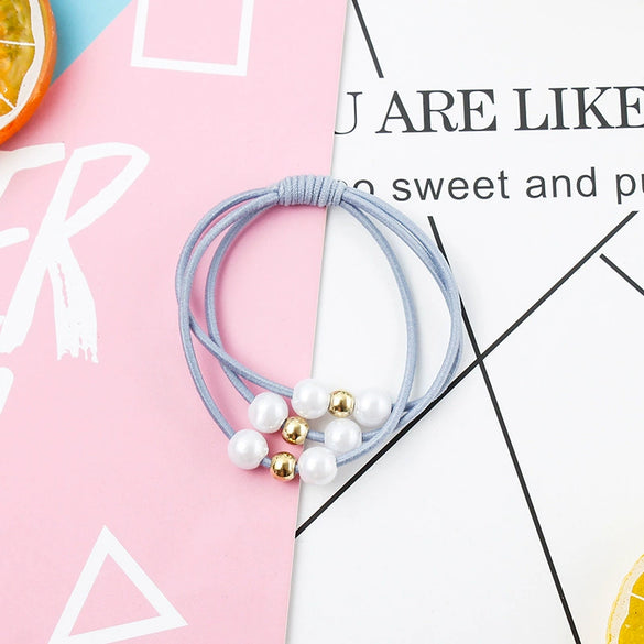 Hair Tie Pearl Hairband Elastic Band Mixed Material Handmade Simple Hair Accessory For Women