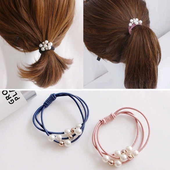 Hair Tie Pearl Hairband Elastic Band Mixed Material Handmade Simple Hair Accessory For Women