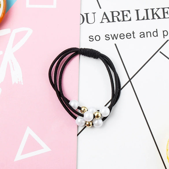 Hair Tie Pearl Hairband Elastic Band Mixed Material Handmade Simple Hair Accessory For Women
