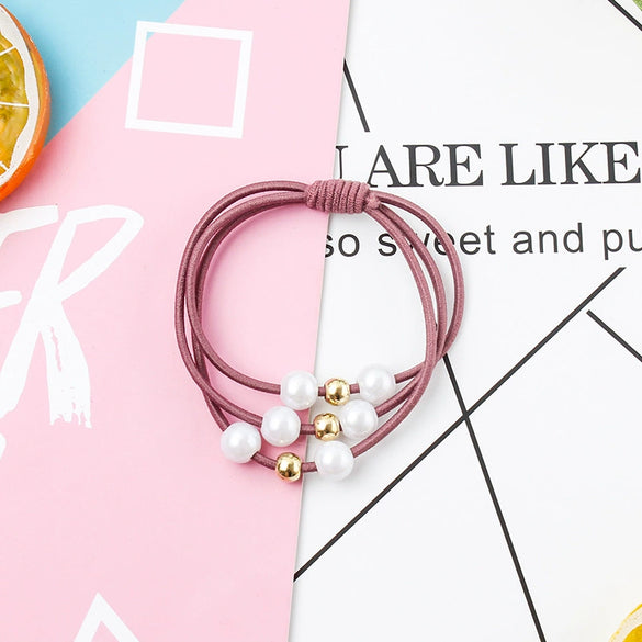 Hair Tie Pearl Hairband Elastic Band Mixed Material Handmade Simple Hair Accessory For Women