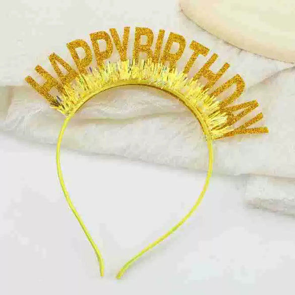 Hairband Gold Powder Cut Unisex Birthday Letters Numbers Text Hair Accessories
