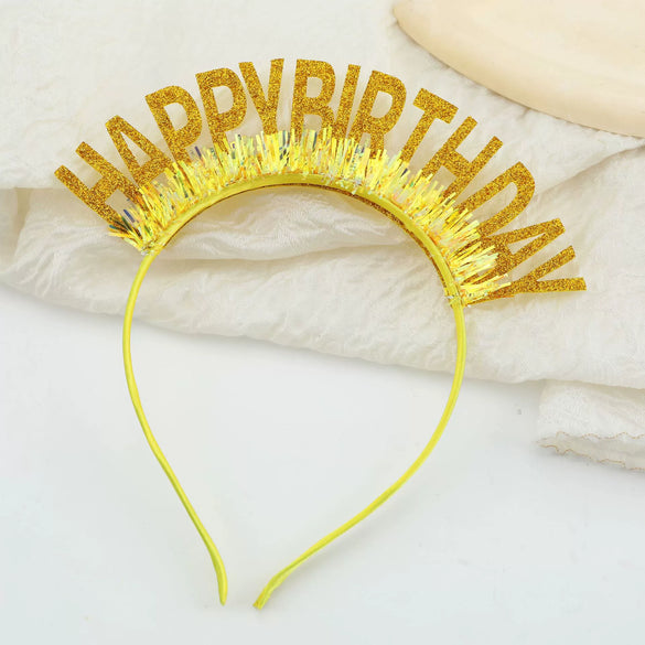 Hairband Gold Powder Cut Unisex Birthday Letters Numbers Text Hair Accessories