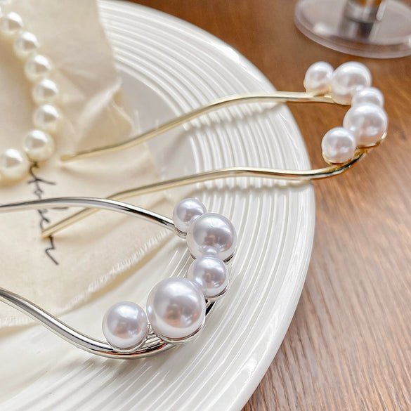 Hairpin Alloy Pearl Ushaped Handmade Retro Women's Hair Accessories