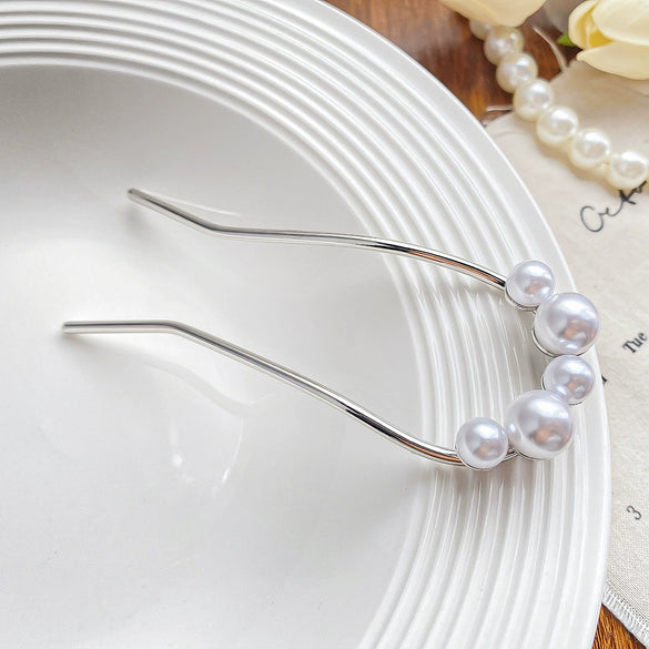 Hairpin Alloy Pearl Ushaped Handmade Retro Women's Hair Accessories
